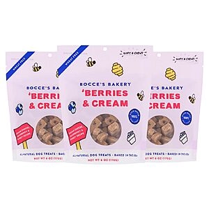 6-Oz Bocce's Bakery 'Berries & Cream Treats for Dogs 3 w/ S&S