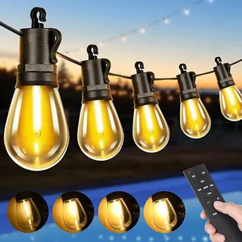 S24 50ft Dimmable LED Edison Bulb Outdoor String Lights (16-Bulbs)