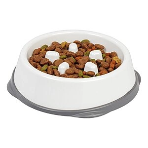 8.8" Iris USA Small Slow Feeder Bowl for Long Snouted Dogs & Other Pets (Small, White/Gray)