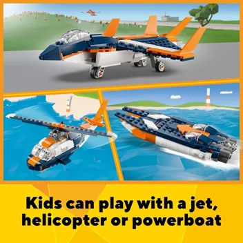 215-Piece Creator 3-in-1 Supersonic Jet Building Toy Set (31126)