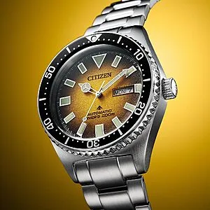 Promaster Dive Automatic 41mm Stainless Steel Watch (Silver Tone, Yellow Dial)