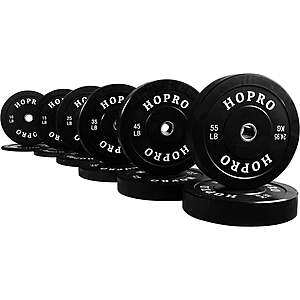 370-Lb BalanceFrom HOPRO Olympic Bumper Plate Weight Plate w/ Steel Hub Set