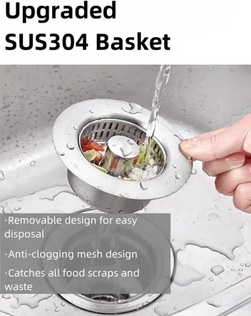 Makeforyou 3-in1- 3.5" Stainless Steel Kitchen Sink Strainer Combo