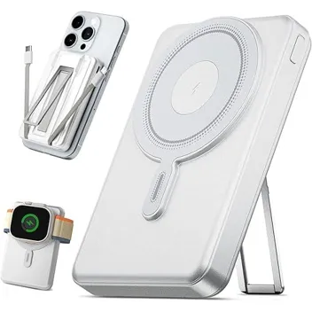 Eazpower 10,000 mAh Magsafe Battery Pack with Built-in USB C and Lightning Cables