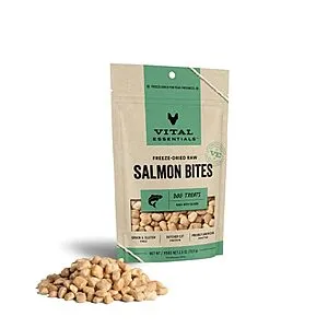 [S&S]: 2.5-Oz Vital Essentials Freeze Dried Raw Salmon Bites Dog Treats