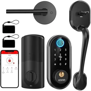 Smonet Keyless Entry Fingerprint Keypad Smart Deadbolt Door with Handle