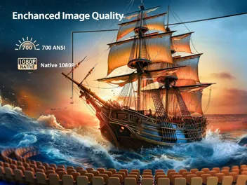 Yaber V12 Native 1080p 700-ANSI Lumen Auto Keystone Smart Netflix Projector with 20W Speakers