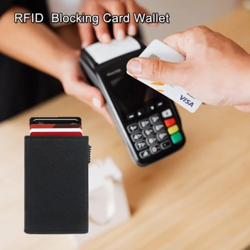 Minimalist Card Wallet for Men,RFID Blocking Credit Card Holder Slim Pop Up Wallet with Money Clip