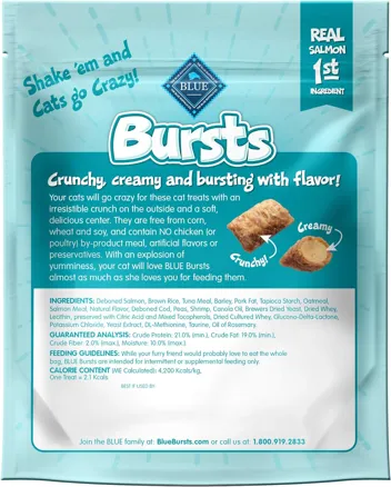 Bursts Crunchy Cat Treats, Seafood 5-oz Bag