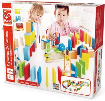 107-Piece Hape Dynamo Kids' Wooden Domino Set