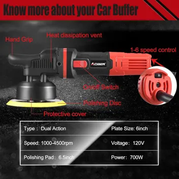 Aoben 1200W 6"/7" 35000RPM Car Rotary Buffer Polisher Kit