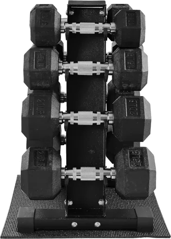 100-Lb Rubber Coated Hex Dumbbell Weight Set and Storage Rack