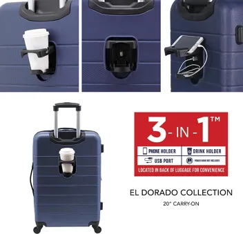 20in 3-in-1 Hardshell Spinner Smart Luggage with 14in Boarding Tote