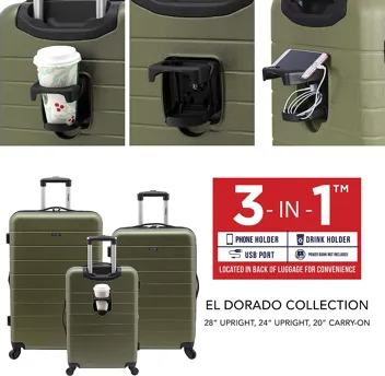 20in 3-in-1 Hardshell Spinner Smart Luggage with 14in Boarding Tote