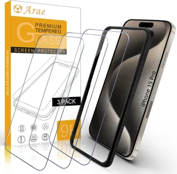 Arae Screen Protector for iPhone 15 Pro Max 6.7 inch, HD Tempered Glass Anti Scratch