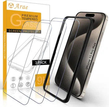 Arae Screen Protector for iPhone 15 Pro Max 6.7 inch, HD Tempered Glass Anti Scratch