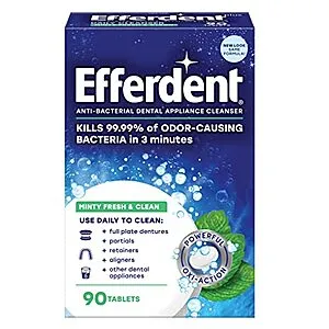 [S&S]: 90-Count Efferdent Anti-Bacterial Dental Appliance Cleaning Tablets (Minty Fresh & Clean)