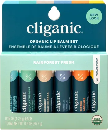 USDA Organic Rainforest Fresh Lip Balm Set (6-Flavors)