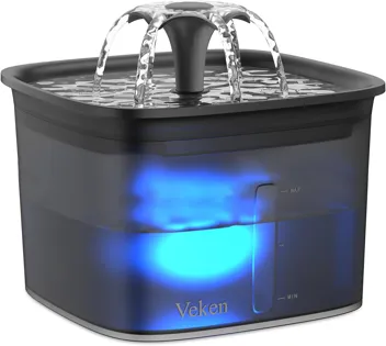 Veken 95oz/2.8L Pet Fountain (Grey, Plastic)