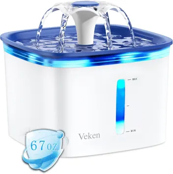 Veken 95oz/2.8L Pet Fountain (Grey, Plastic)