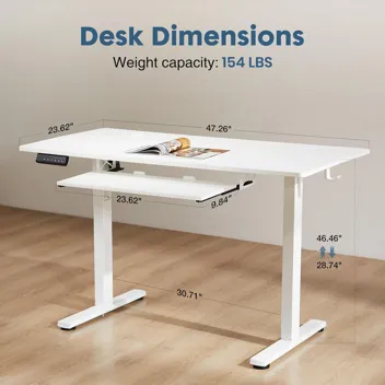 Dumos 48x24" Electric Standing Desk with Keyboard Tray