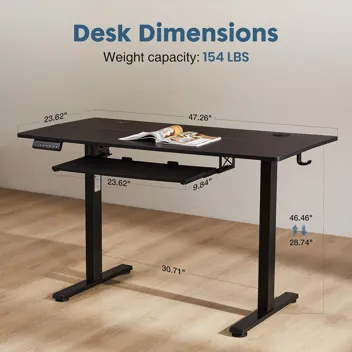 Dumos 48x24" Electric Standing Desk with Keyboard Tray