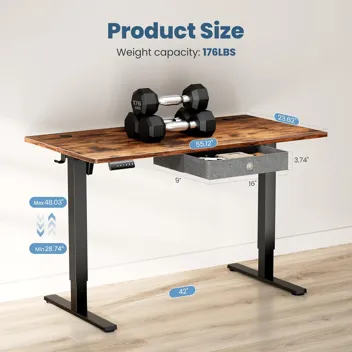 Dumos 48x24" Electric Standing Desk with Keyboard Tray