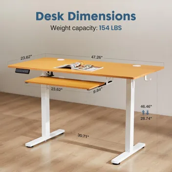 Dumos 48x24" Electric Standing Desk with Keyboard Tray