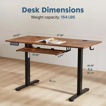 Dumos 48x24" Electric Standing Desk with Keyboard Tray