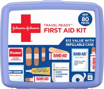 Johnson & Johnson Travel Ready Portable Emergency First Aid Kit (80-Piece)