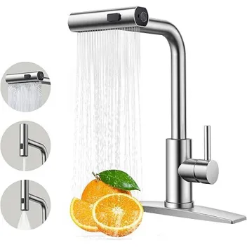 Forious 3-in-1 Pull Down Sprayer Kitchen Faucet (Brushed Nickel or Black)