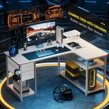 GTRacing 47" RGB LED Monitor Stand Gaming L Shaped Desk