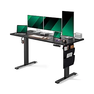 Marsail Standing Desk Adjustable Height, 55x24 Inch Electric Standing Desk with Storage Bag, Stand up Desk for Home Office Computer Desk Memory Preset with Headphone Hook