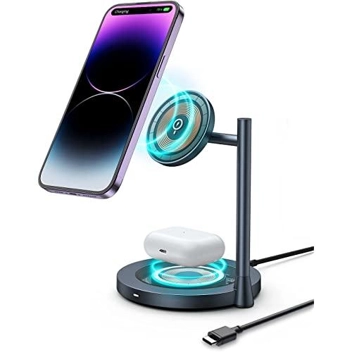 Momax 2-in-1 15W Adjustable Magnetic Wireless Charging Stand w/ Magnetic Base (for iPhone 12 and up)