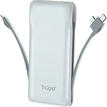 TG90 10000mAh Sliim Power Bank w/ Built-in Charging Cables