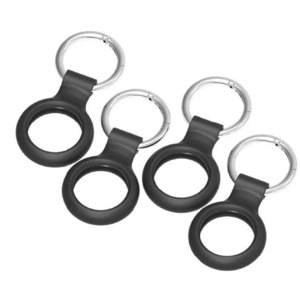 4-Count onn. Protective Silicone Apple AirTag Holder w/ Carabiner-Style Ring (Black) + Free Store Pick Up