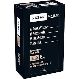 Rxbar 22oz Sea Salt Chocolate Protein Snack Bars (12-Count)