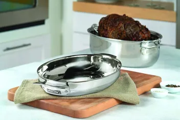 Culinary 3-Ply Stainless Steel Roasting Pan with Nonstick Rack, Carving Set