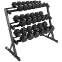 550lb Rubber Hex Dumbbell Set + 3-Tier Rack