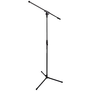 Adjustable Boom Height Microphone Stand with Tripod Base, Up to 85.75 Inches - Black