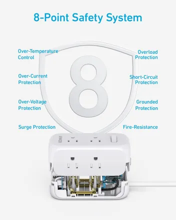 6-Outlet Power Strip Surge Protector w/ 2 USB ports and 1 USB-C