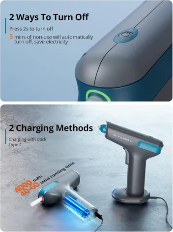 Motor-Driven 2900mAh Cordless Hot Glue Gun with 20x Glue Sticks