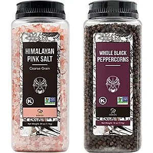 [S&S]: 39-Oz Himalayan Pink Salt + 18-Oz Whole Black Peppercorns