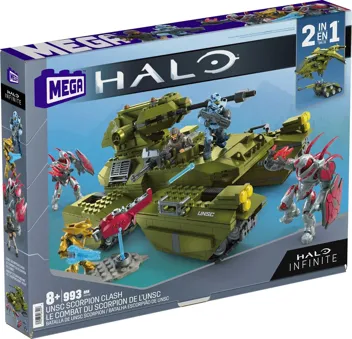 MEGA Halo Toy Vehicle Building Set, UNSC Scorpion Clash with 993 Pieces