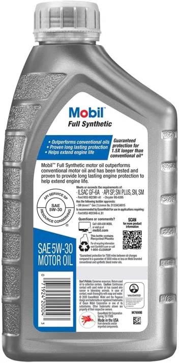 of 1qt Mobil Full Synthetic Motor Oil 5W-30