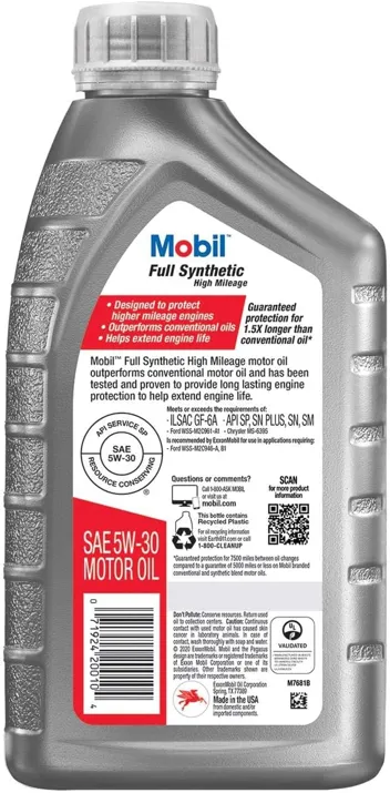 of 1qt Mobil Full Synthetic Motor Oil 5W-30