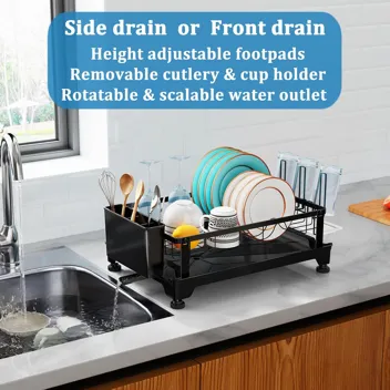 USharp 15.3"x10.5" Countertop Dish Drying Rack with Swivel Spout