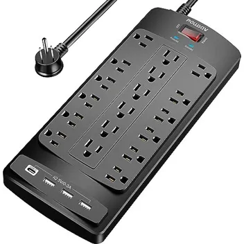 Powsav 2100J 18-Outlet Surge Protector w/ 4x USB Ports