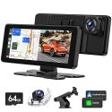 Volam 6.86" Touchscreen Apple CarPlay Android Auto Portable Car Stereo with 2.5K Front & Rear Dash Cam