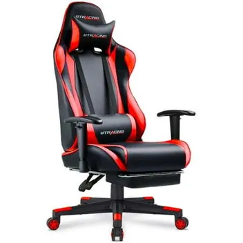 GTRacing PU Leather Office Gaming Chair with Footrest